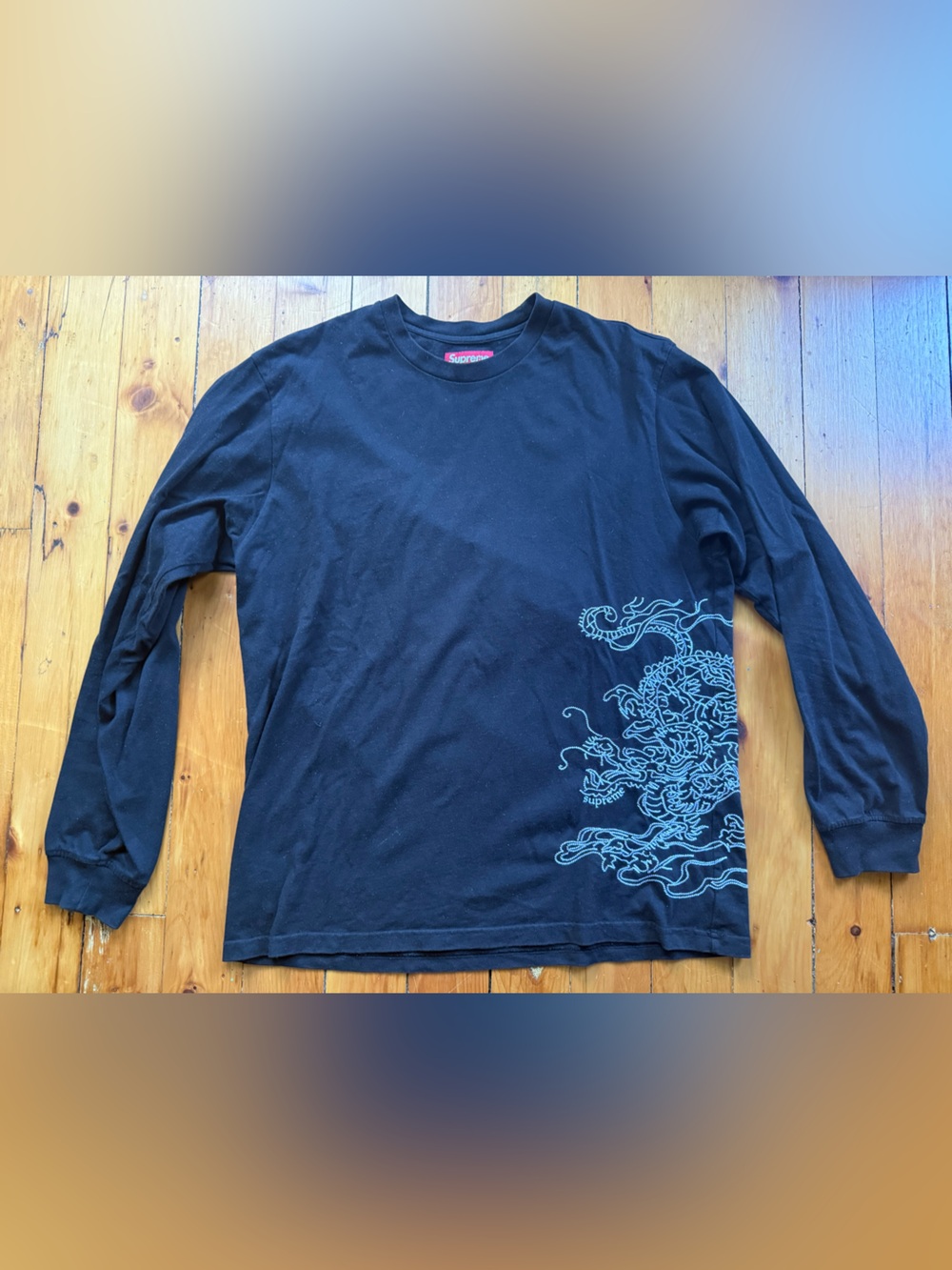 2024 Supreme Dragon Embroidered Long-Sleeve Top 'Black Size Medium